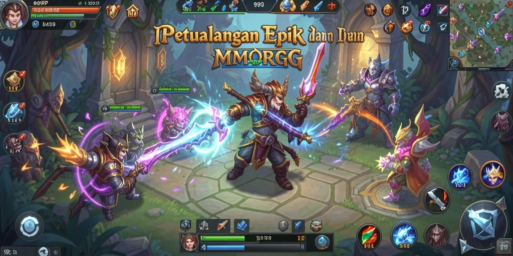 Screenshot menunjukkan aksi seru dalam petualangan MMORPG 99RP.