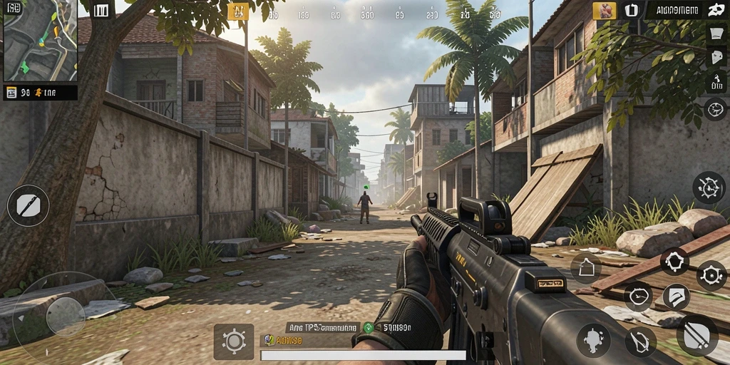 Tangkapan layar gameplay ADI99 yang menampilkan aksi seru dalam pertempuran TPS.