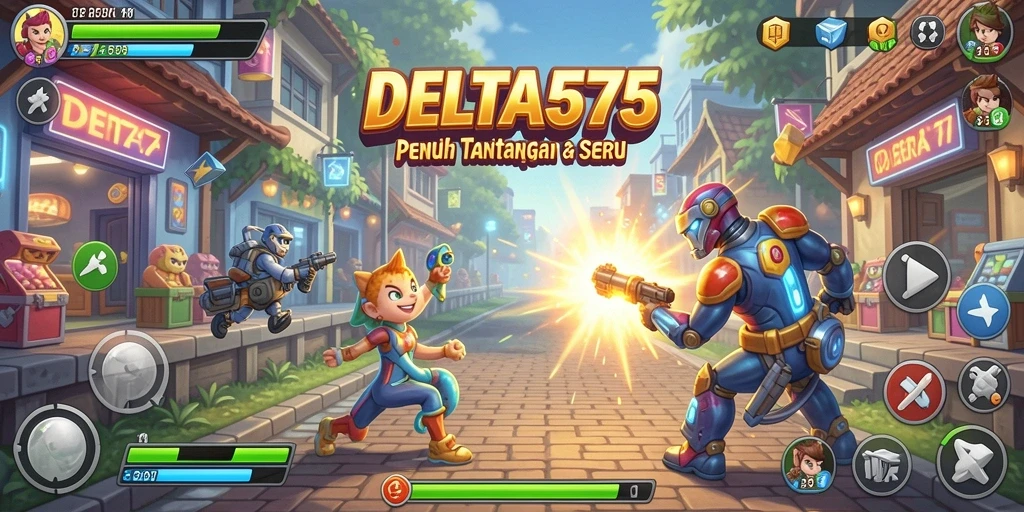 Tampilan gameplay seru dari DELTA575 dengan aksi penuh warna.