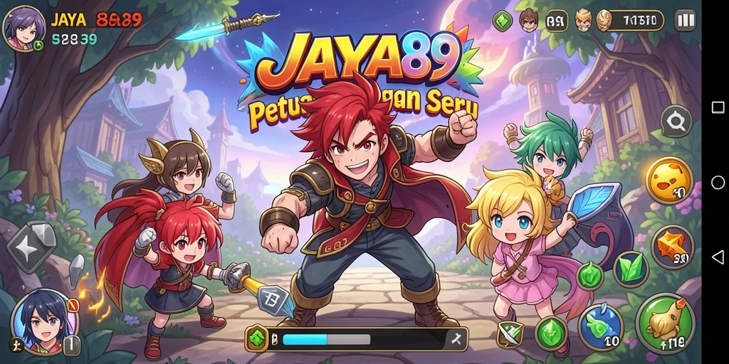Screenshot JAYA89 menampilkan karakter anime dalam aksi battle seru.