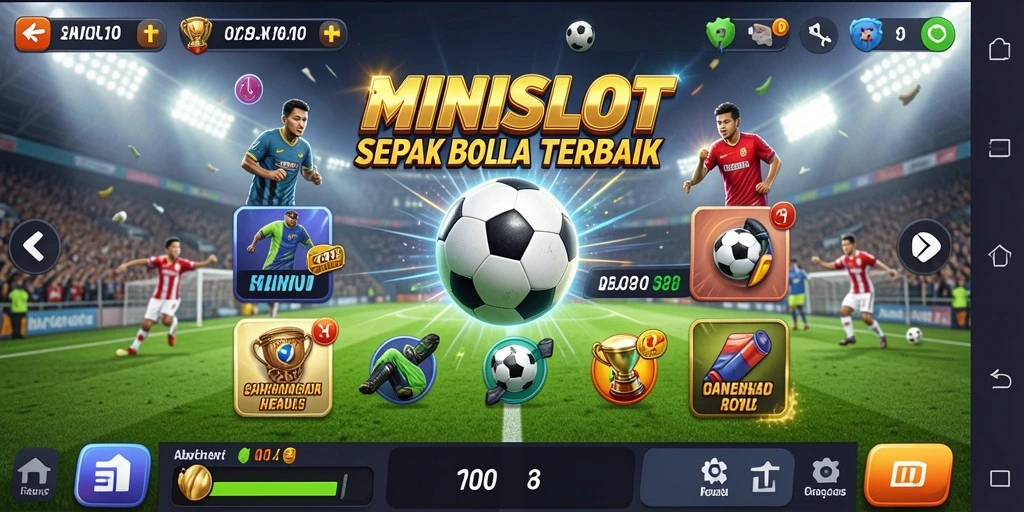 Tampilan gameplay MINISLOT yang mendebarkan dengan simbol sepak bola.