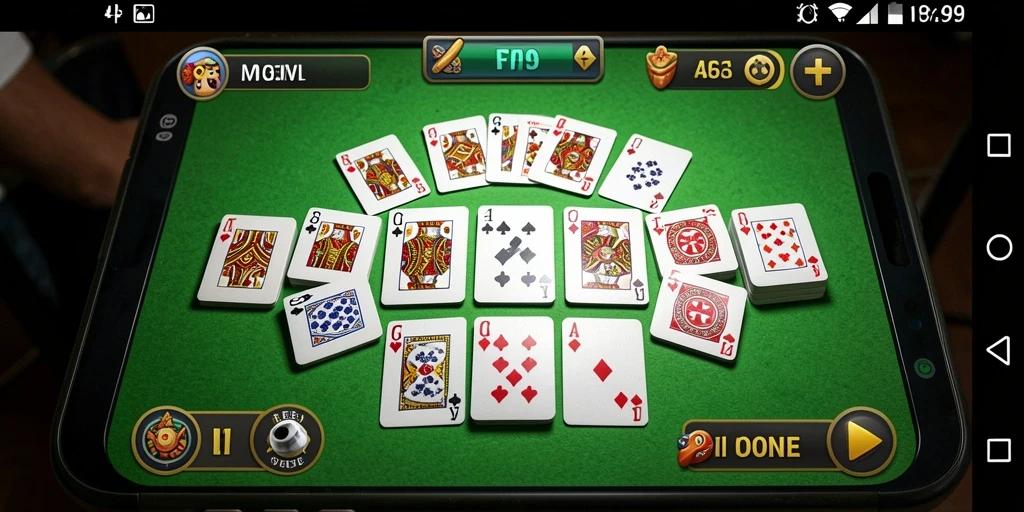 Screenshot gameplay RP99 yang menampilkan permainan Gaple yang seru.